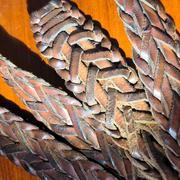 Vintage Leather Belt with Brass Buckle - Picture 3 of 5